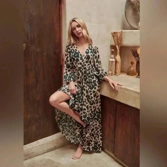 Anthropologie PQ Solan Maxi Swim Dress in Beige/Green Size XS/Small - Picture 3 of 15